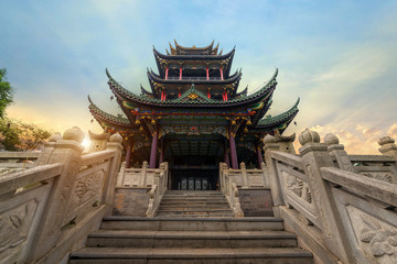 Fototapeta premium Ancient architecture temple pagoda in the park, Chongqing, China