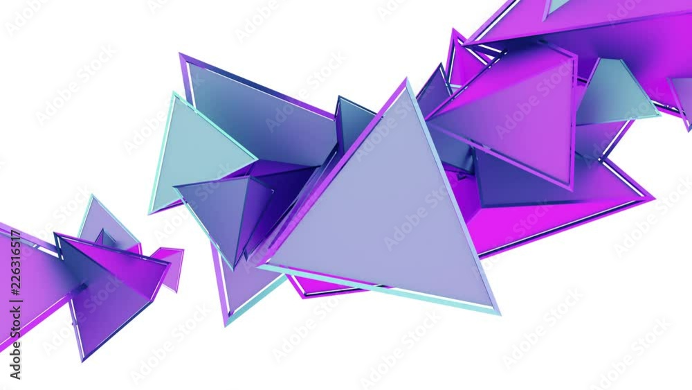 Poster abstract 3d rendering of geometric shapes. modern looped animation background with triangles. seamle
