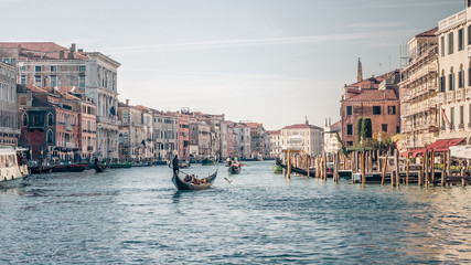 Fototapeta na wymiar Venice, Italy. Gondola floating in the Grand Canal
