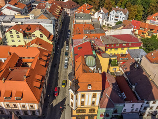 Czech city landscape in Ceske Budejovice from highest place