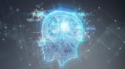 Obraz premium Artificial intelligence digital brain background 3D rendering