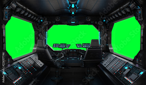 Spaceship grunge interior window isolated