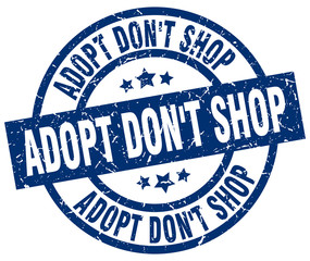 adopt don't shop blue round grunge stamp