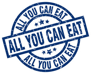 all you can eat blue round grunge stamp