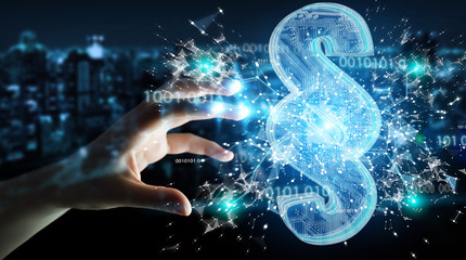 Businesswoman using 3D rendering digital paragraph law symbol