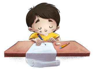 niño escribiendo una carta © cirodelia