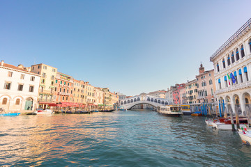 Fototapeta na wymiar view of famouse Rialto bridge and Grand Canal at summer day, Venice, Italy