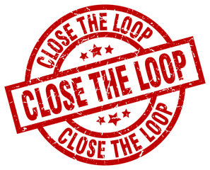 close the loop round red grunge stamp
