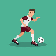 Football player, kicks the ball. Vector illustration.