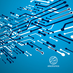 Vector abstract computer circuit board illustration, technology element with connections. Electronics theme web design. Modern technology communication.