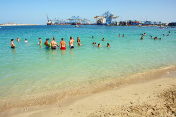 Birżebbuġa - sandy beach, Pretty Bay close to Malta Freeport.  
