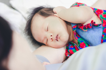 Baby Girl sleep with Aunty at home