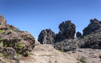Fototapeta na wymiar Volcanic rock formations in Nublo Rural Park, in the interior of the Gran Canaria Island, Canary Islands, Spain