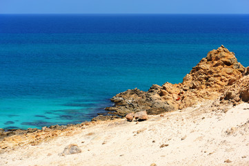 Fototapeta na wymiar Idillyc seascape with rocks in Socotra island, Yemen.