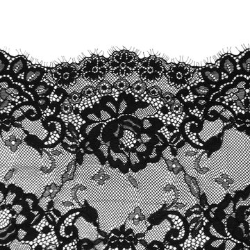 black floral lace on a white background
