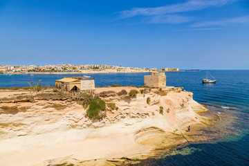 Marsaskala, Malta. The picturesque coast of St. Thomas Bay