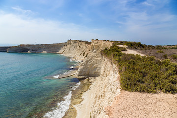Malta. The picturesque rocky coast in the southeast