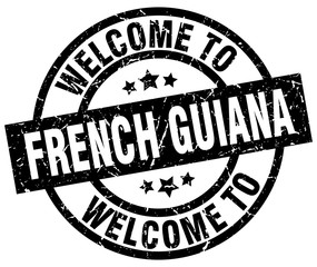 welcome to French Guiana black stamp
