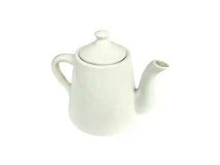 Vintage white ceramic teapot on isolated white background