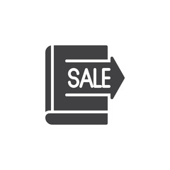 Fototapeta premium Sale book vector icon. filled flat sign for mobile concept and web design. Text book simple solid icon. Symbol, logo illustration. Pixel perfect vector graphics