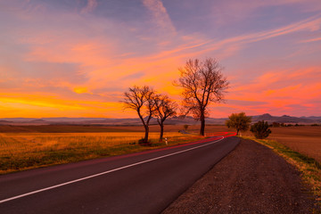 Small chapel at sunset.Central Bohemian Upland, Czech Republic.