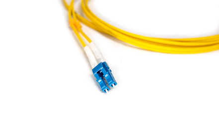 Fiber optic patchcords LC isolated on white background