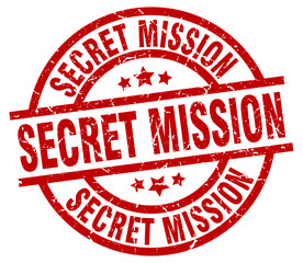 secret mission round red grunge stamp