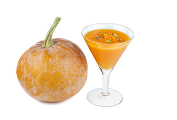Glass goblet with pumpkin mousse