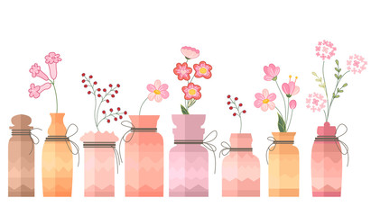 Small vintage decorative bottles on white.