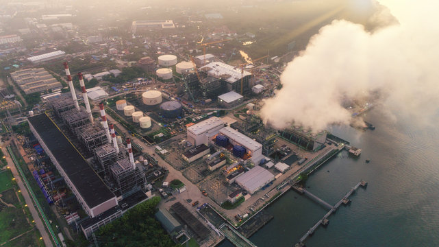 Power plant or Power house with sun ligh for electric industry or energy concept background.
