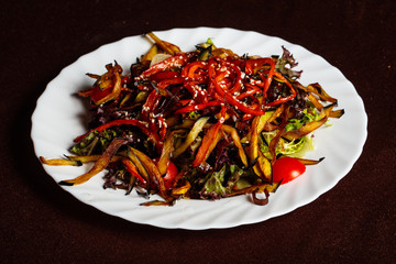 Salad with fried vegetables