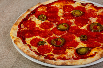 Pizza pepperoni sausages