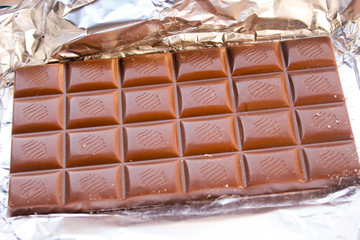 Milk chocolate tile in foil