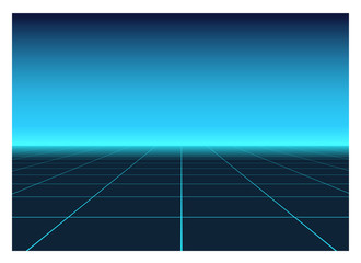 Perspective grid in Retro Futurism Style. Abstract bright background in 80s Sci-fi style.