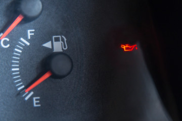 Screen display of car status warning light on dashboard panel symbols which show the fault indicators