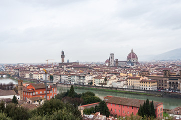 View from Piazza Michelangelo on Florence during the rain