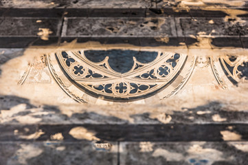 Architectural element reflection in water