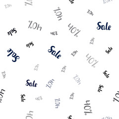 Dark BLUE vector seamless background with 40 % signs of sales.