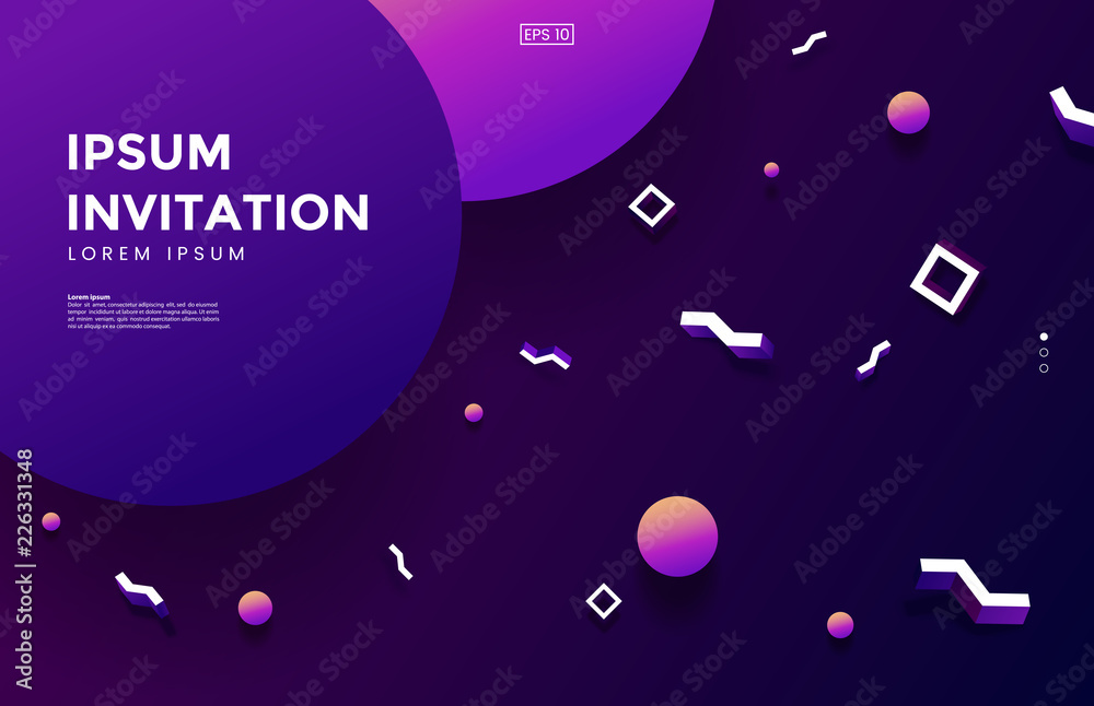 Poster creative invitation template. abstract background in memphis style. colorful gradient wallpaper with
