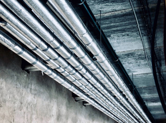 Ventilation pipes and air ducts in the old building
