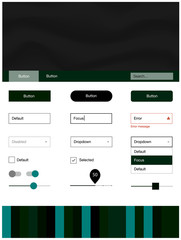 Dark Green vector design ui kit with curved circles.