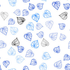 Light BLUE vector seamless natural artwork with leaves.