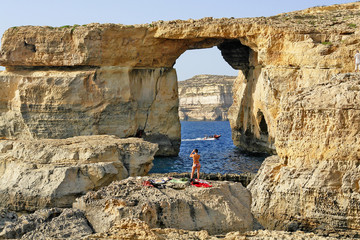 The Azure Window also known as the Dwejra Window on the island of Gozo in Malta.
