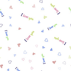 Light Multicolor vector seamless pattern with colorful hearts.