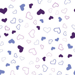 Light Pink, Blue vector seamless background with hearts.