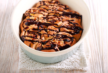 Fruit sweet rolls with chocolate drizzle
