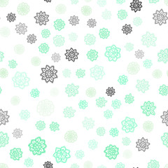 Light Green vector seamless template with ice snowflakes.