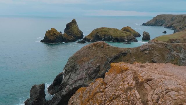 The rocky and picturesque coast of Kynance Cove in Cornwall
