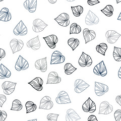 Dark BLUE vector seamless abstract design with leaves.