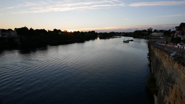 Dordogne river at dusk, Bergerac, France